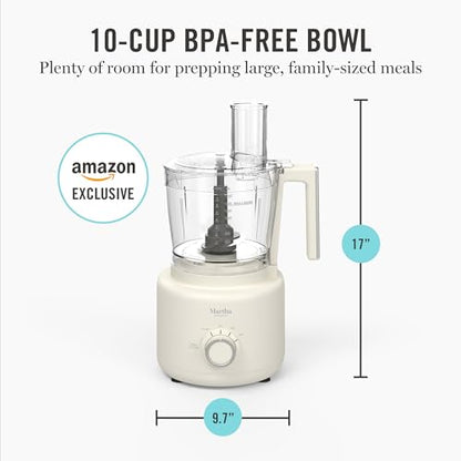 Martha Stewart 10 Cup Food Processor & Electric Chopper, One Touch Pulse - color: Linen Cream