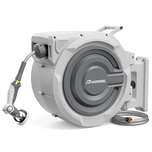 Retractable Hose Reel 5/8"x 110ft, Retractable Garden Hose - size: 5/8" 110 FT Hose & Reel