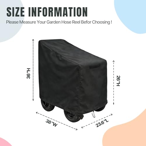 Hose Reel Cart Cover (38x23.6x26/36in,Black) - color: Black, size: 38x23.6x26/36in