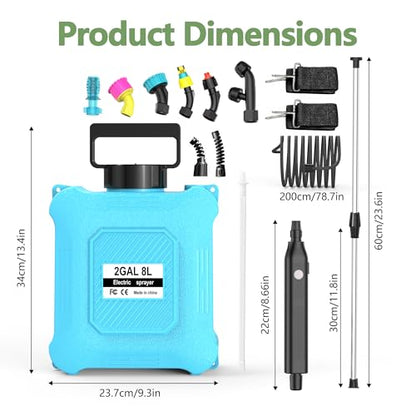Battery Powered Sprayer 2 Gallon Electric Garden Sprayer for Plants & Weeds - color: BLUE