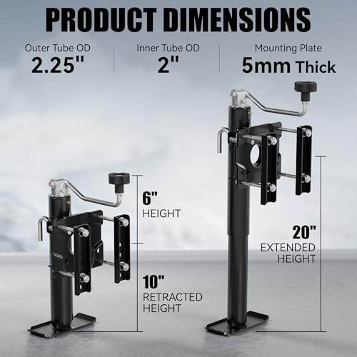 2000 lbs 10in Lift Compact Boat Trailer Jack,Bolt on Jack Stand