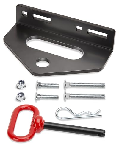 Zero Turn Mower Trailer Tow Hitch and Hitch Pin, 1/4"(6mm) Thick Heavy Duty Steel Universal Lawn Trailer Hitch Kit with Pin, Versatile Chain Slot Rugged Trailer Hitch Included Carriage Bolt Hardware - color: Black+Red