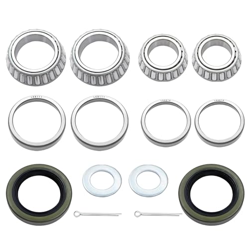 Pack of 2 Trailer Wheel Hub Bearings Kit L68149 L44649 Fits for 1-3/8'' to 1-1/16'' 3500 Lbs Trailer Axle 1.719'' Grease Seal 10-19#84 Spindle Axles Bearings Kit with Dust Cover and Cotter Pin - color: 2 Set L44649 L68149