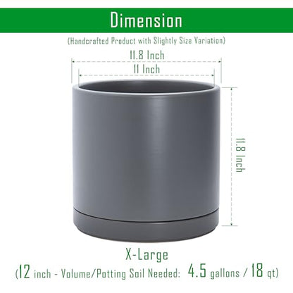 D'vine Dev 12 Inch Ceramic Planter Pot, Grey, 94-O-F-3 - color: Gray, size: X-Large