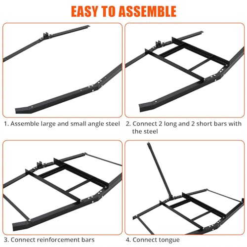Drag Harrow 74”Wide High Efficient Driveway Grader with Pin Hitch, Up to 50lbs, Heavy-Duty Lawn Leveling Rake Pull Behind Lawn Tractor Rake for Sand, Soil, Farm, Garden - size: 74"
