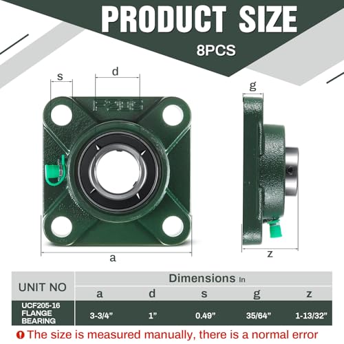 Gisafai 8 Pcs UCF205-16 Pillow Block Bearing with 1" Bore - style: UCF205-16