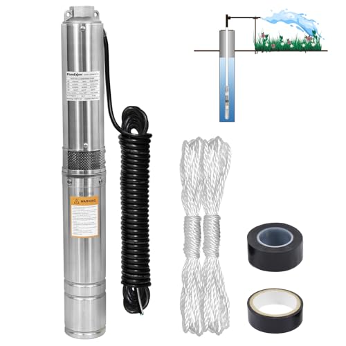 1HP Deep Well Submersible Pump 115V/60Hz, 34GPM, 196ft Head, with 33ft Cable, Stainless Steel Water Well Pump for 4'' Deep Well, Industrial, Irrigation and Home Use Submersible Well Pumps - color: Silver