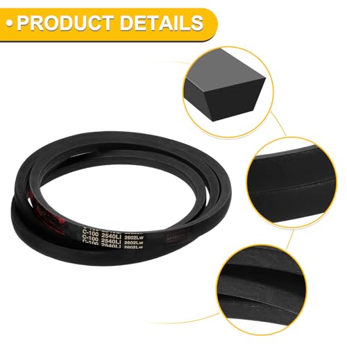 uxcell C100 Drive V-Belt 2540mm Inner Girth 22mm Width 14mm Height Rubber for Power Transmission - size: C100