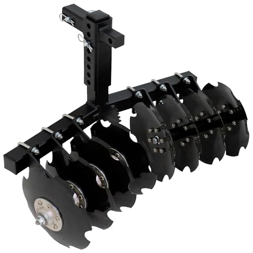 Big Buck 32" Pull Behind Disc Plow Harrow UTV Implement with 2" Receiver Mount, Cultivates 1 to 2 Acres - size: 32 Inches