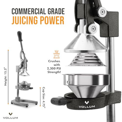 Vollum Manual Citrus Juicer Squeezer – Stainless Steel, Cast Iron - color: Gray