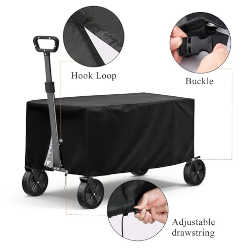 TheElves Wagon Rain Cover for Collapsible Wagon, Steel Cart, Poly Dump Cart - size: 33x21x19 inch