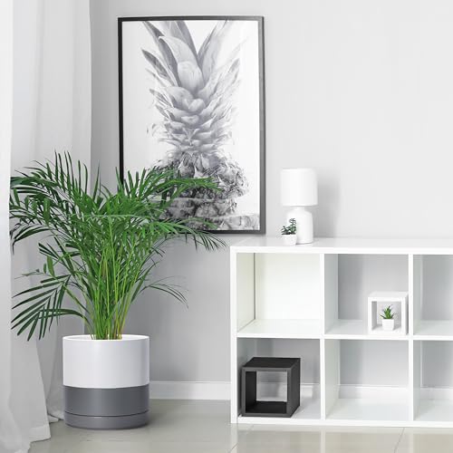 D'vine Dev 10 Inch Ceramic Planter Pot, White/Grey, 94-O-E-6 - color: White/Speckled Grey, size: Large