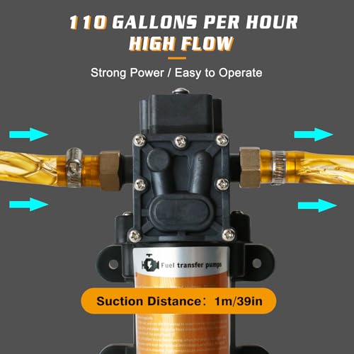 Portable DC 12V 75W Electric Gasoline Transfer Pump, Moves Up to 110 Gallons of Gas Per Hour, Great for Vehicles, Boats, Motorbike, Equipment, Gasoline (110GPH-SINGLE PUMP) - color: 110GPH-SINGLE PUMP