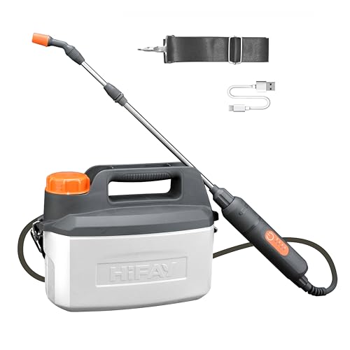 HIFAY ES4-PRO 1Gallon/4L Electric Sprayer, Rechargeable Battery-Powered Sprayer with 304 Stainless Steel Telescopic Rod. The New Model is Waterproof and The Buttons Have Been Updated.(White) - color: White