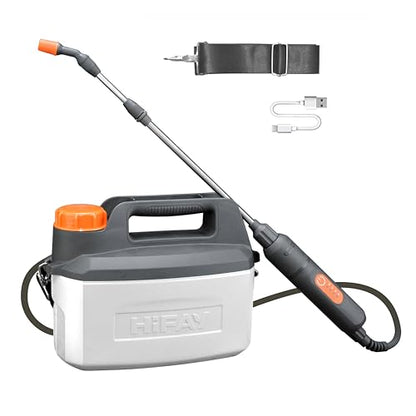 HIFAY ES4-PRO 1Gallon/4L Electric Sprayer, Rechargeable Battery-Powered Sprayer with 304 Stainless Steel Telescopic Rod. The New Model is Waterproof and The Buttons Have Been Updated.(White) - color: White