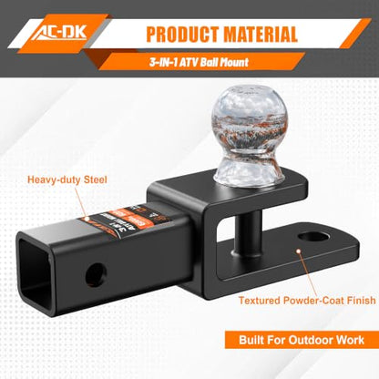 ATV/UTV Trailer Hitch Ball Mounts Fits 2 inch Receiver - size: 3-in-1 Mount – Fits 2" Receiver