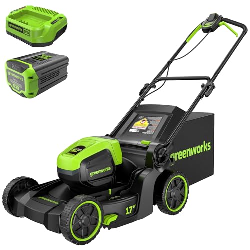 Greenworks 60V 17in Push Lawn Mower, 4.0 Ah Battery and Charger - size: w/4.0Ah Battery
