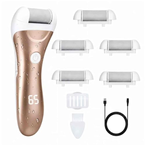 Callus Remover for Feet, Nicebirdie Electric Foot File Callus Removers Rechargeable Waterproof Pedicure Tools Foot Scrubber Shaver Feet Care Tool for Cracked Heels Dead Skin （Golden） - style: Golden