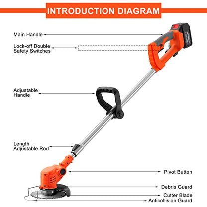 MAXMAN Cordless Weed Wacker, 21V 4Ah Batteries, for Yard Trimming & Edging