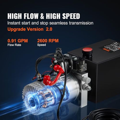 VEVOR 8 Quart Hydraulic Power Unit DC12V 1.6KW Double Acting Hydraulic Pump - size: 8 Quart, style: Double Acting