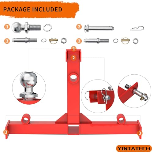 YINTATECH Heavy Duty 3 Point Trailer Hitch for Cat 1 with 2" Receivers