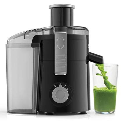 SIFENE 350W Compact Centrifugal Juicer Machine, 2.5" Chute, 3-Speed, Black - color: Black