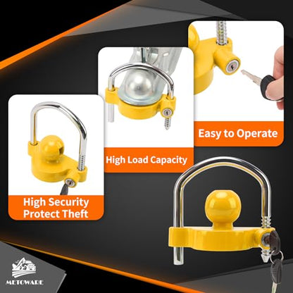 METOWARE Trailer Coupler Lock, Fit 1-7/8", 2", 2-5/16" Coupler, Yellow - color: Yellow, size: 1 PACK