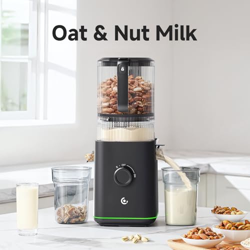 3-IN-1 Cold Press Juicer for Juice, Nut Milk & Sorbet - Self Feeding Juicer Machines with Pre-Cut Blade, 6.5"&100oz Extra Large Chute Fits Whole Fruits & Vegetables, High Yield, Easy Clean - color: Black