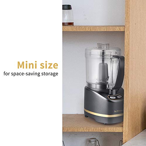 La Reveuse 2 Cup Mini Food Processor, Electric Chopper Small, Metallic Grey - color: Metallic Grey