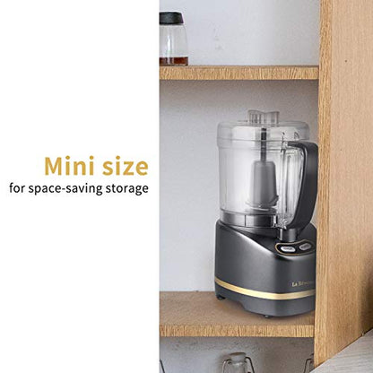 La Reveuse 2 Cup Mini Food Processor, Electric Chopper Small, Metallic Grey - color: Metallic Grey