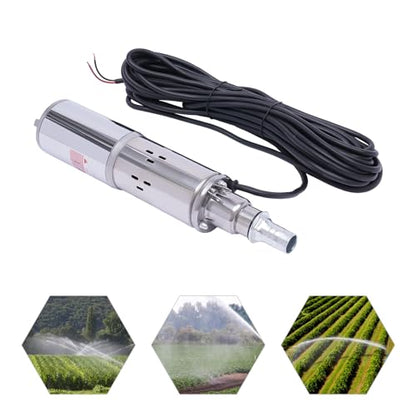 12 V Well Pump Deep Well Submersible Water Pump 180W Solar Pump Stainless Steel Deep Well Submersible Water Pump for Irrigation Home Industrial Livestock Drinking or Tank Filling (12V 180W) - color: 12v 180w