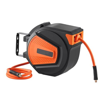 Retractable Air Hose Reel, 3/8 IN x 50 FT Hybrid Air Hose