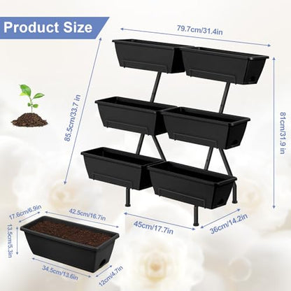 Raised Garden Beds Outdoor with Planter Boxes Vertical Raised Bed with Legs - color: Black
