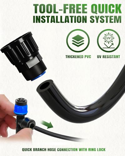 230FT Drip Irrigation System with 1/2" 1/4" Irrigation Tubing and Emitters - size: 232 FT