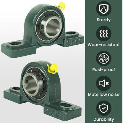 AR-PRO 2-Pack UCP205-16 Mounted Pillow Block Ball Bearing - Bearing Steel Bearings 1" Bore with Solid Cast Iron Base - Self Alignment - size: UCP205-16