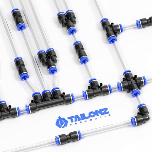 TAILONZ 8mm Push to Connect Fitting Splitters+Elbows+Tees+Straight 8pcs - color: Blue, size: 8MM OD//8PCS