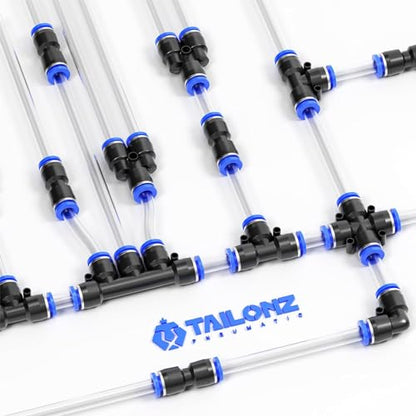 TAILONZ 8mm Push to Connect Fitting Splitters+Elbows+Tees+Straight 8pcs - color: Blue, size: 8MM OD//8PCS