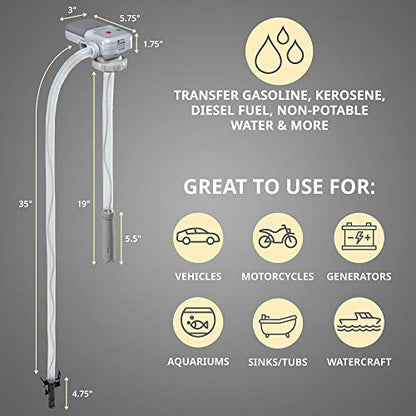 Deway Fuel Transfer Pump WAYPUMP09,AA Battery, Auto Stop, 2.4 GPM, 35" Hose - style: Auto Stop Nozzle w/ 39" Plastic Hose