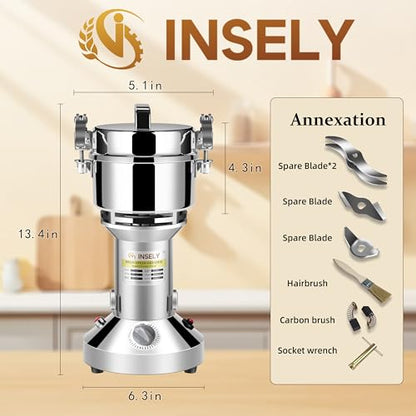 Grain Mill Grinder 300g High Speed Food Grain Mill Stainless Steel Seeds Flour Nut Wheat Corn Spices & Seasonings Dry Grinder Electric Machine Grinder for Kitchen - size: 300g