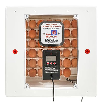 Farm Innovators Egg Incubator with Automatic Egg Turning & Humidity Control, Egg Candler w/Digital LCD Display for Improved Hatching, 3 Pack, White