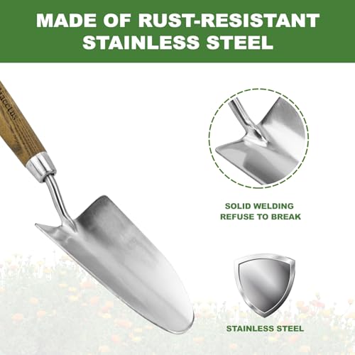 Haliaeetus Garden Trowel Hand Tool, Bend Proof Stainless Steel Hand Trowel - size: 13.2''