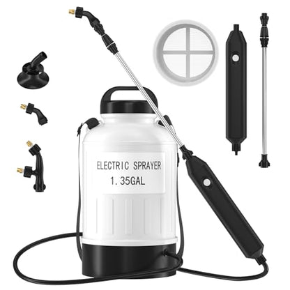 1.35 Gallon Battery Powered Sprayer, USB Pump Sprayer with Extendable Wand