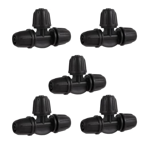 25 Pcs 1/4" Drip Irrigation Tee Fittings, Barbed Tee Connector - color: Black-3Way