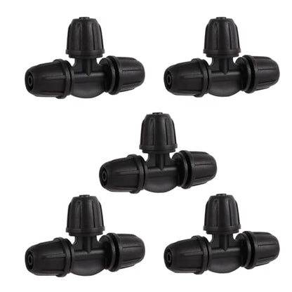 25 Pcs 1/4" Drip Irrigation Tee Fittings, Barbed Tee Connector - color: Black-3Way