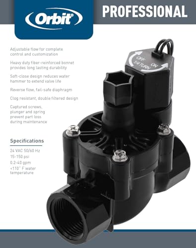 Orbit Pro 1" FPT L-Series Automatic Inline Sprinkler Valve with Flow Control - 57291 - size: 1 Inch, style: L-series with Flow Control