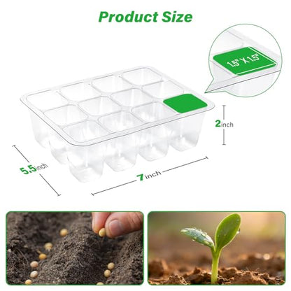 Bonviee 12-Pack Seed Starter Trays, 12-Cell Insert Trays, Clear - color: Clear, size: 144 Cells
