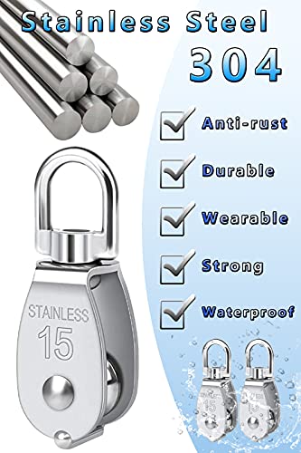 Pulley Block 304 Stainless Steel Rope Cable Pulleys - size: M50 6Pack