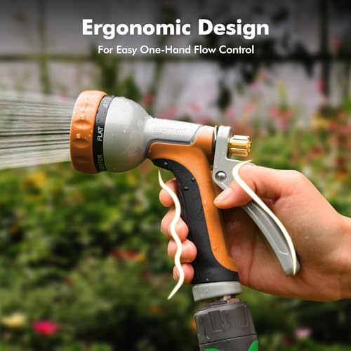 RESTMO Garden Hose Nozzle Heavy Duty, Rear Trigger Water Sprayer, Orange - color: Orange