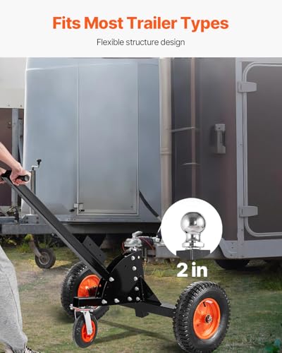 VEVOR Trailer Dolly, 1500lbs Tongue Weight Capacity, 2 in 1 Trailer Mover with 2 in Ball, 16 in Pneumatic Tires and Universal Wheel, Portable Tow Dolly for Moving Car RV Trailers