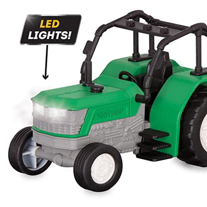 Driven by Battat Tractor Toy with Trailer, Lights and Sounds, 7-Inch, Micro - style: Tractor